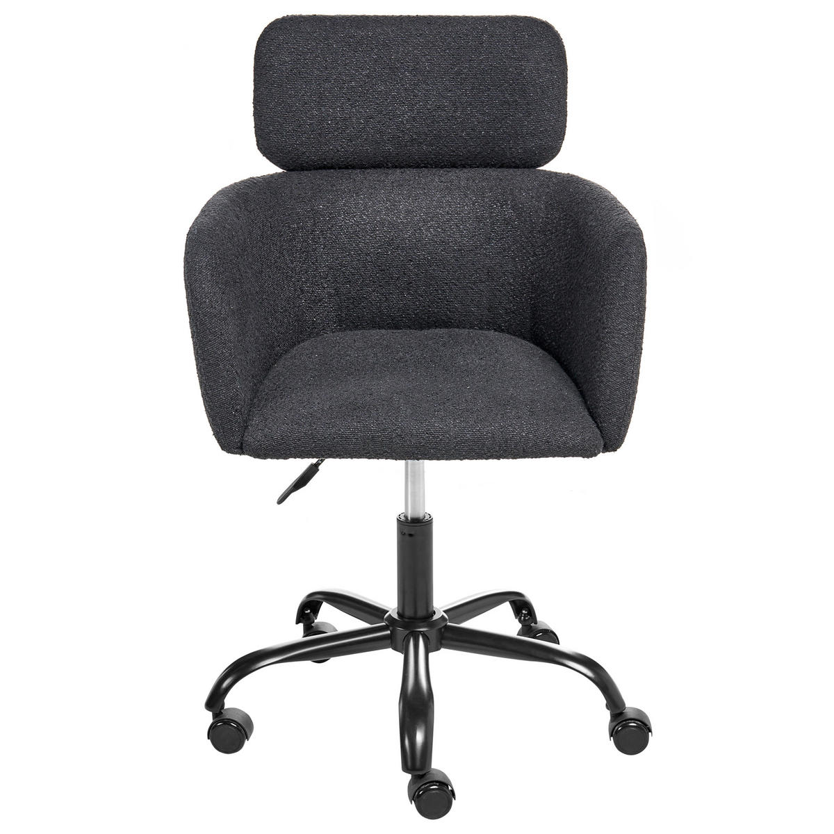 SCHREIBTISCHSTUHL Bouclé Schwarz Alena - Schwarz, Textil (60/84/60cm) - Beliani