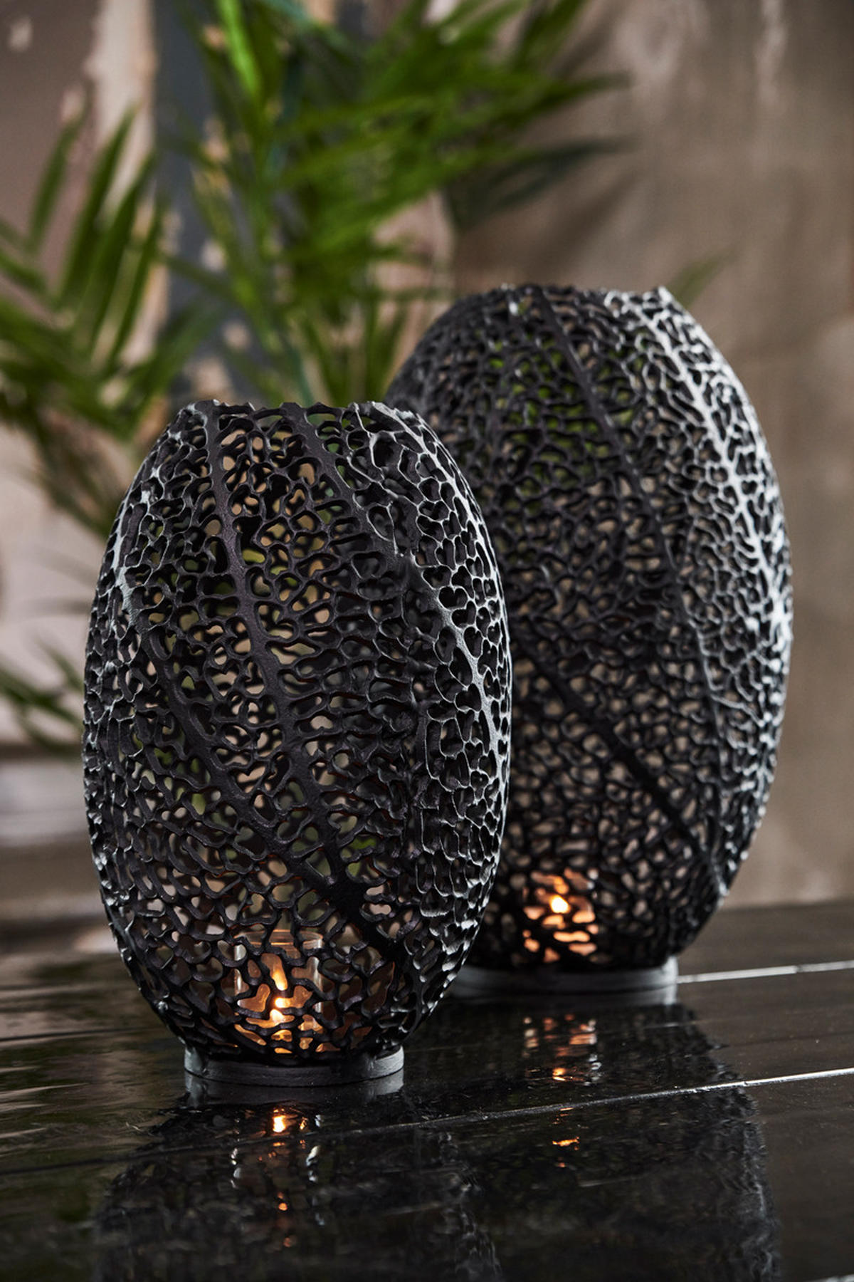 WINDLICHT Sinula Schwarz Ø25,5/38 cm - Schwarz, Metall (25.5/38/25.5cm) - Light & Living