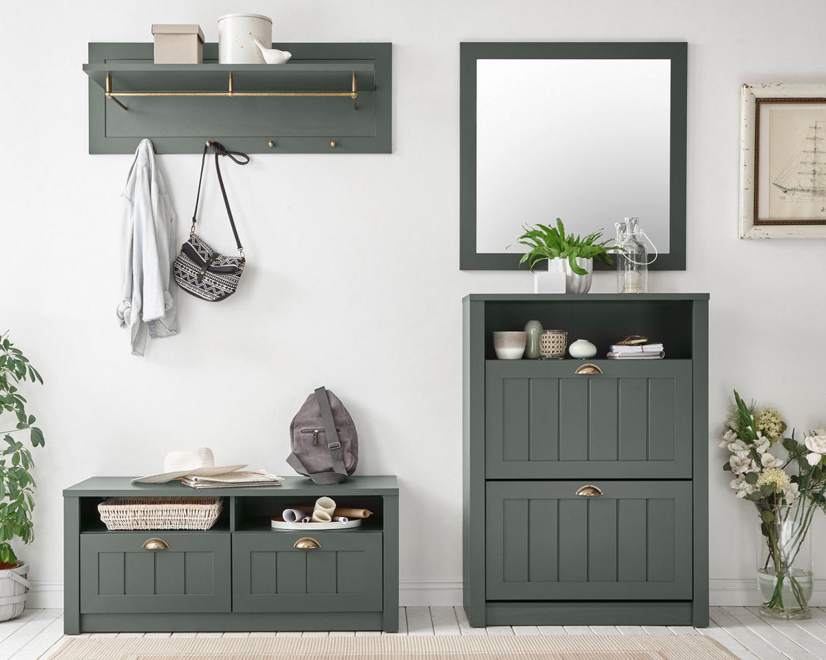 GARDEROBENSPIEGEL grün, Landhausstil, Flur Diele Spiegel 82 x 82 cm - Grün, Holzwerkstoff (82/82/2cm) - Furn.Design