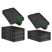 EUROBOX 5x NextGen Color mit Auflagedeckel 12x40x60 cm 23 Liter Schwarz Griffe grün zu - Schwarz/Grün, Kunststoff (40/12/60cm) - PROREGAL