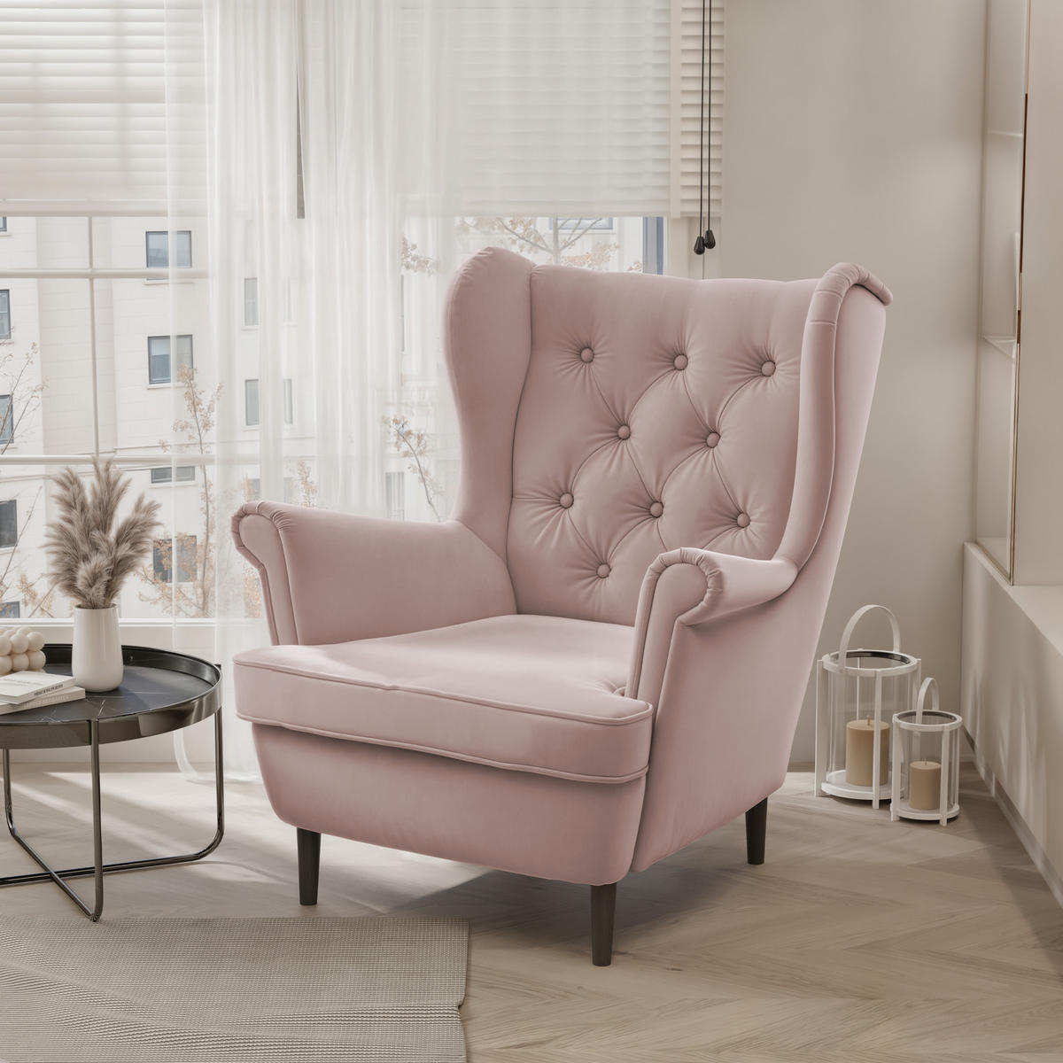 OHRENSESSEL SCANDI - Rosa, Holz (75/103/60cm) - Idohome