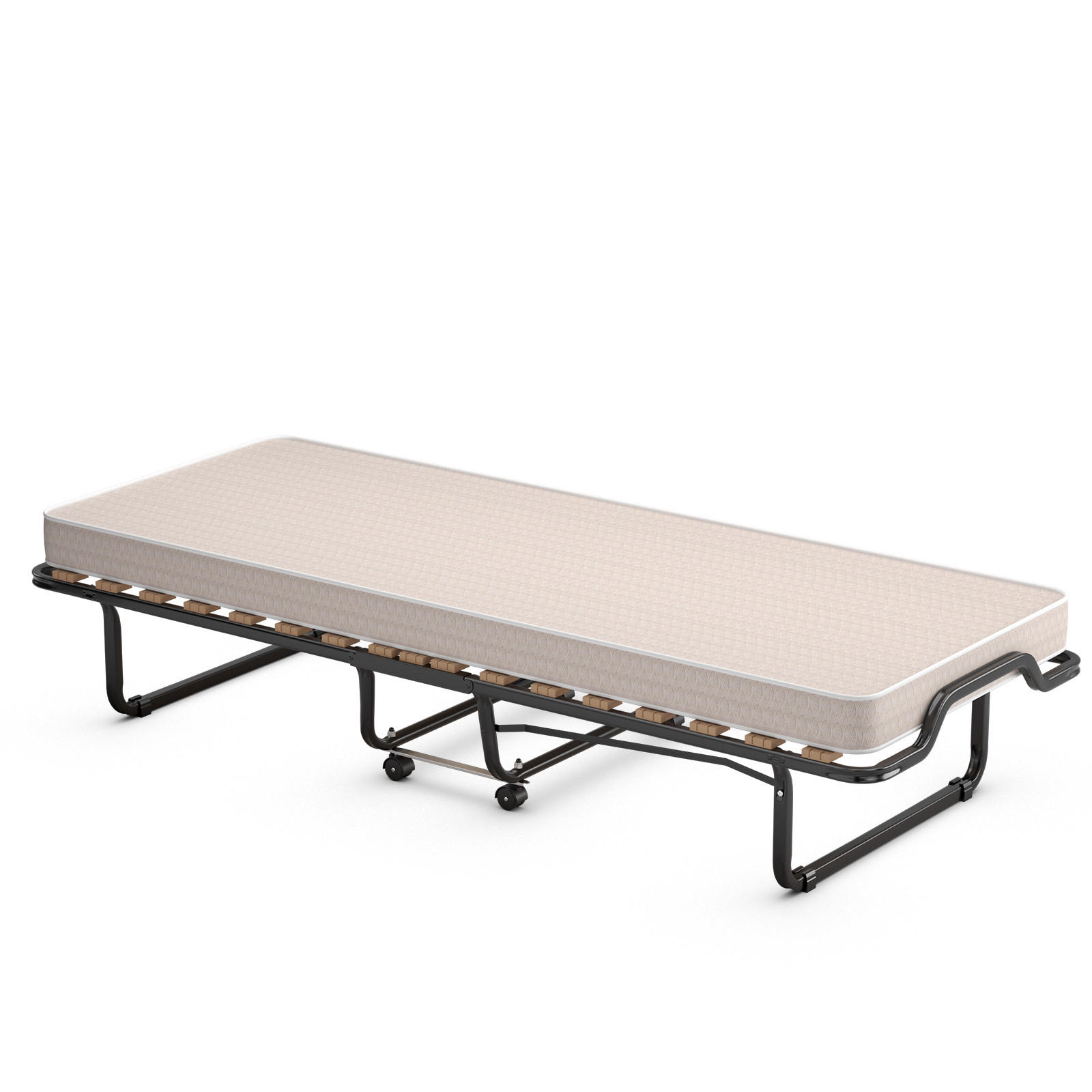 GASTEBETT Beige - Beige, Metall - COSTWAY
