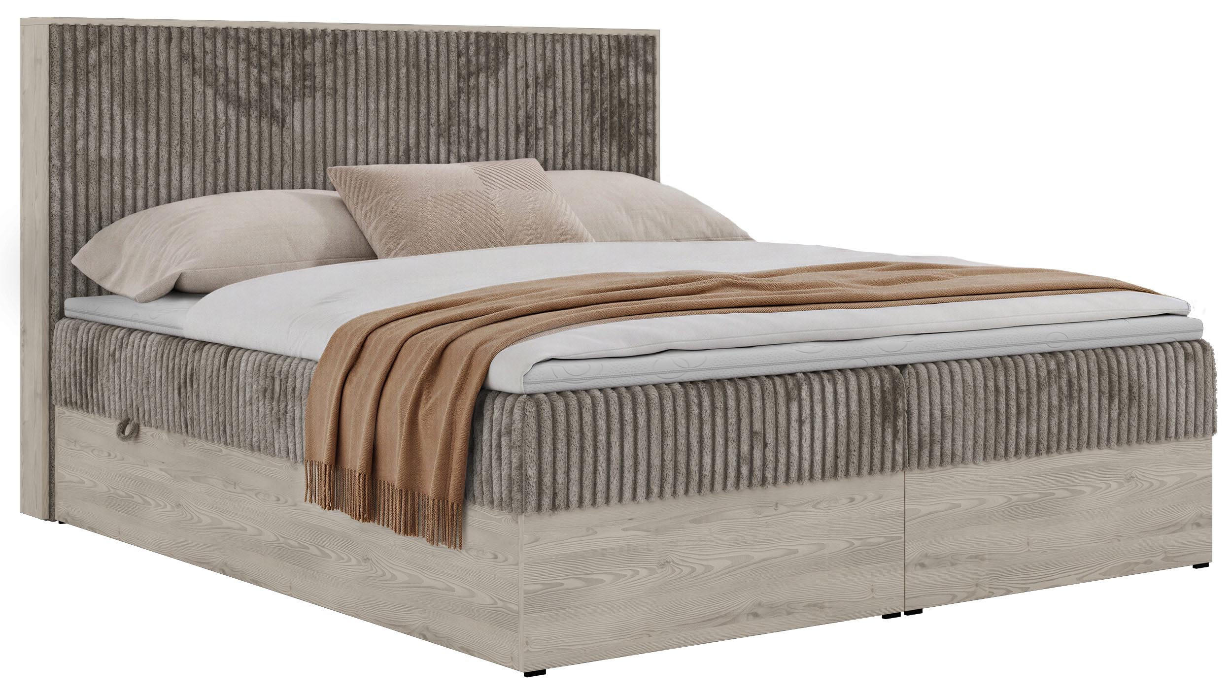 POSTEL BOXSPRING NORDIC 180/200 - Světle hnědá Manšestr - Topper T25 - H4 - černá/světle hnědá, textil/plast (180/200cm) - MKS