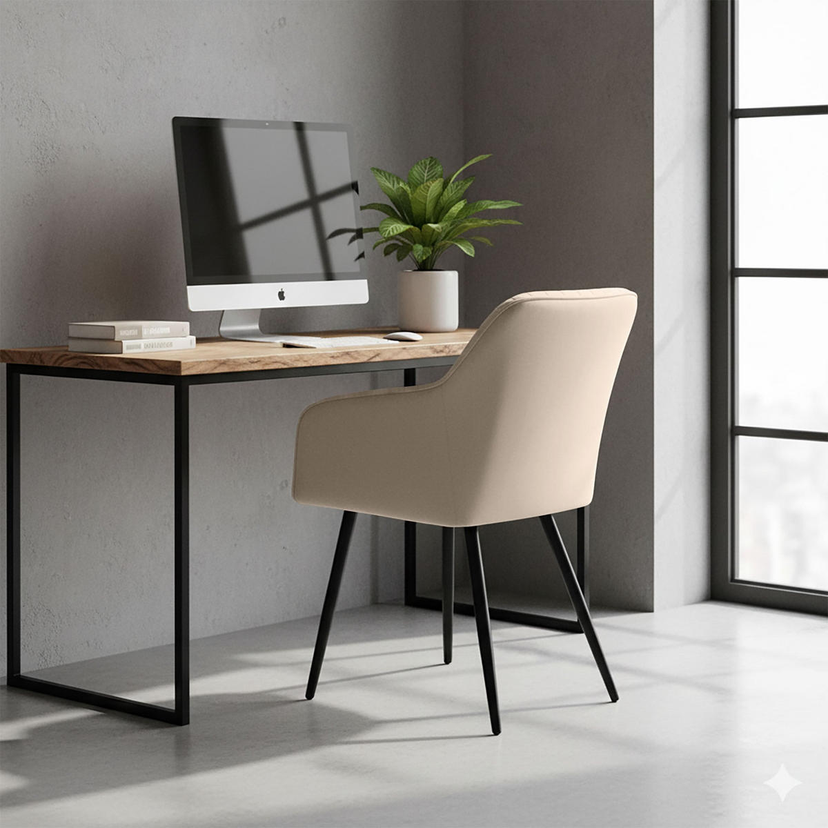 POLSTERSTUHL 2er Set, Metallbeine Creme, Schwarz 54,5/82/58 - Creme/Schwarz, Textil (55/82/58cm) - RAUMHIRSCH FURNITURE