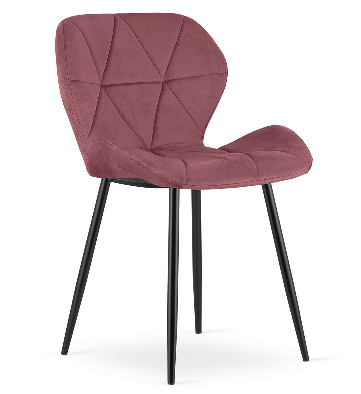 STUHL Dunkelrosa 46x53 cm MANGO Samtbezug 4 Stück - Dunkelrosa, Kunststoff (46/49/53cm)