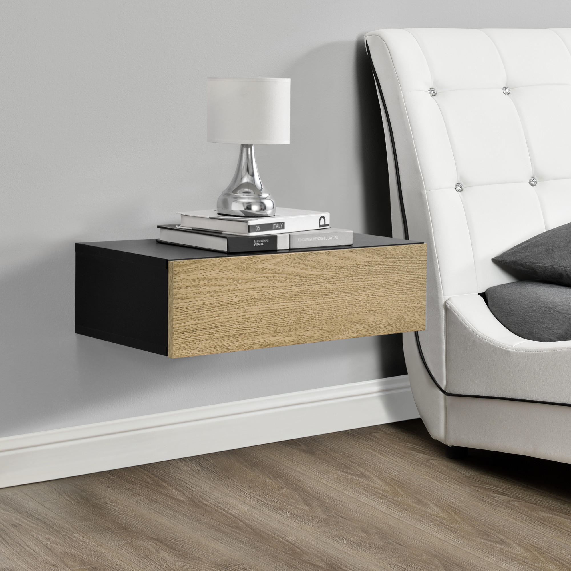 Thumbnail - [en.casa] Wandregal, Schwarz, Holzwerkstoff, 50x12x24 cm, Wohnzimmer, Regale, Wandregale