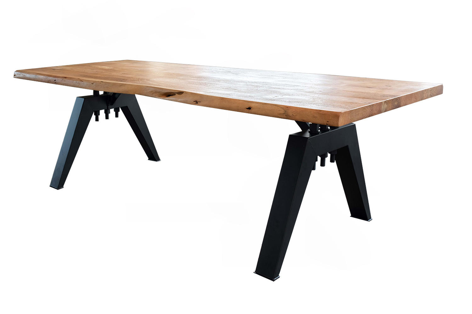 ESSTISCH MIT BAUMKANTE REY Braun Akazie - Schwarz/Braun, Holz/Metall (240/100/78cm) - KAWOLA