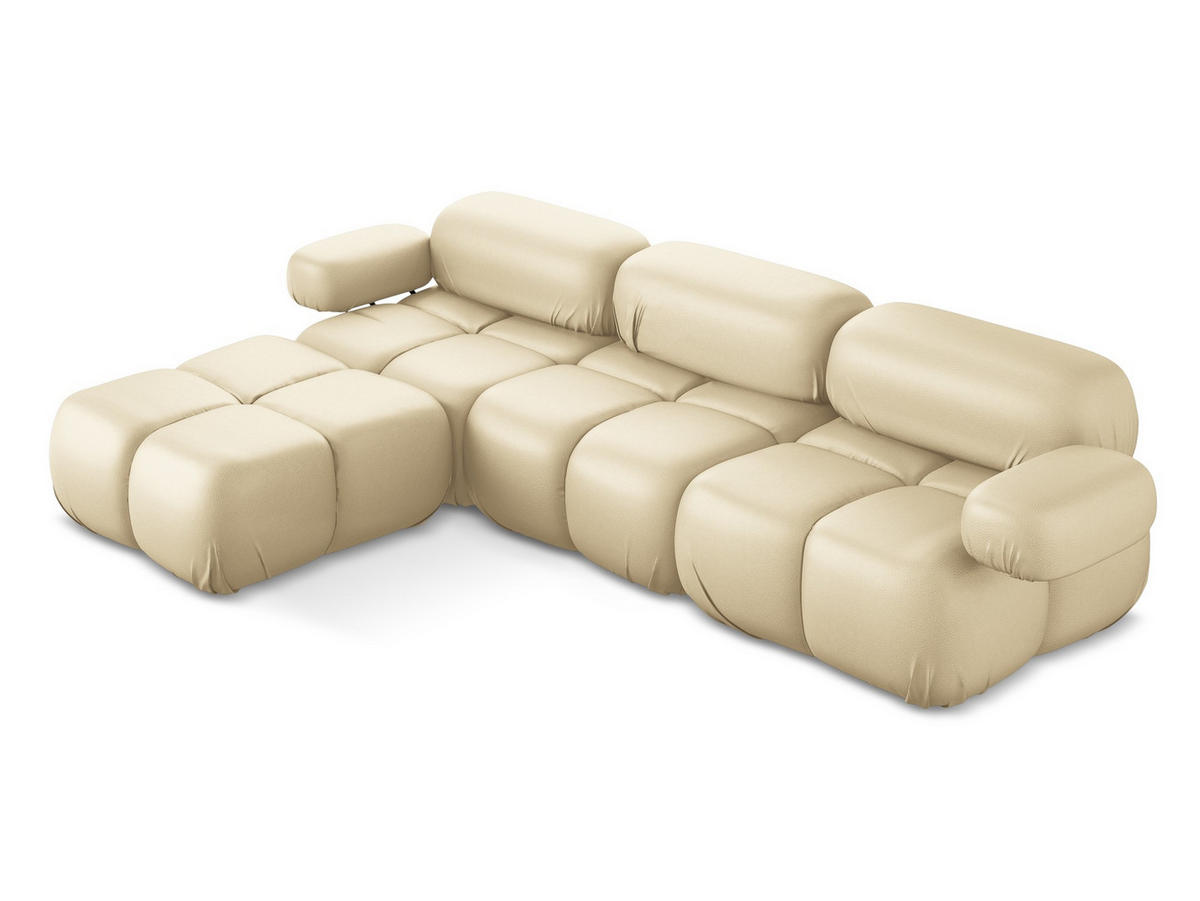 ECKSOFA Beidseitig Kunstleder Beige - Beige/Schwarz, Leder/Kunststoff (285/191cm) - Makamii