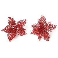 WEIHNACHTSDEKORATIONEN 2er-Set Blumen mit Clip rot 18 cm - Rot, Kunststoff (18/5/18cm) - LAALU