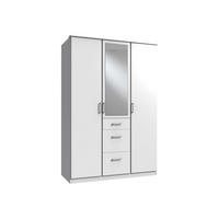 KLEIDERSCHRANK Click in Weiß - Drehtürenschrank 135 cm Breite mit Spiegel - Weiß, Holzwerkstoff (135/199/58cm)