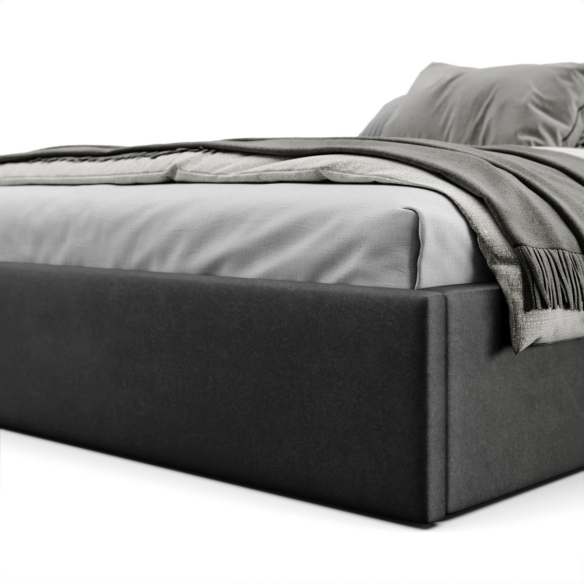 POLSTERBETT 180x200cm Bett mit Stauraum Lattenrost Schwarz - Schwarz, Holz/Holzwerkstoff (180/200cm) - Muralo