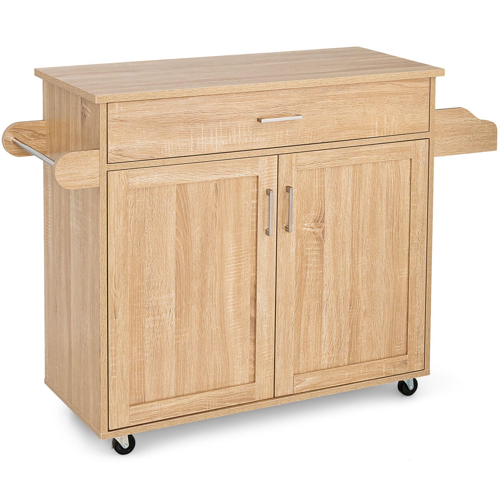 KÜCHENWAGEN Holz Natur - Weiß, Holz (40/85/116cm) - COSTWAY