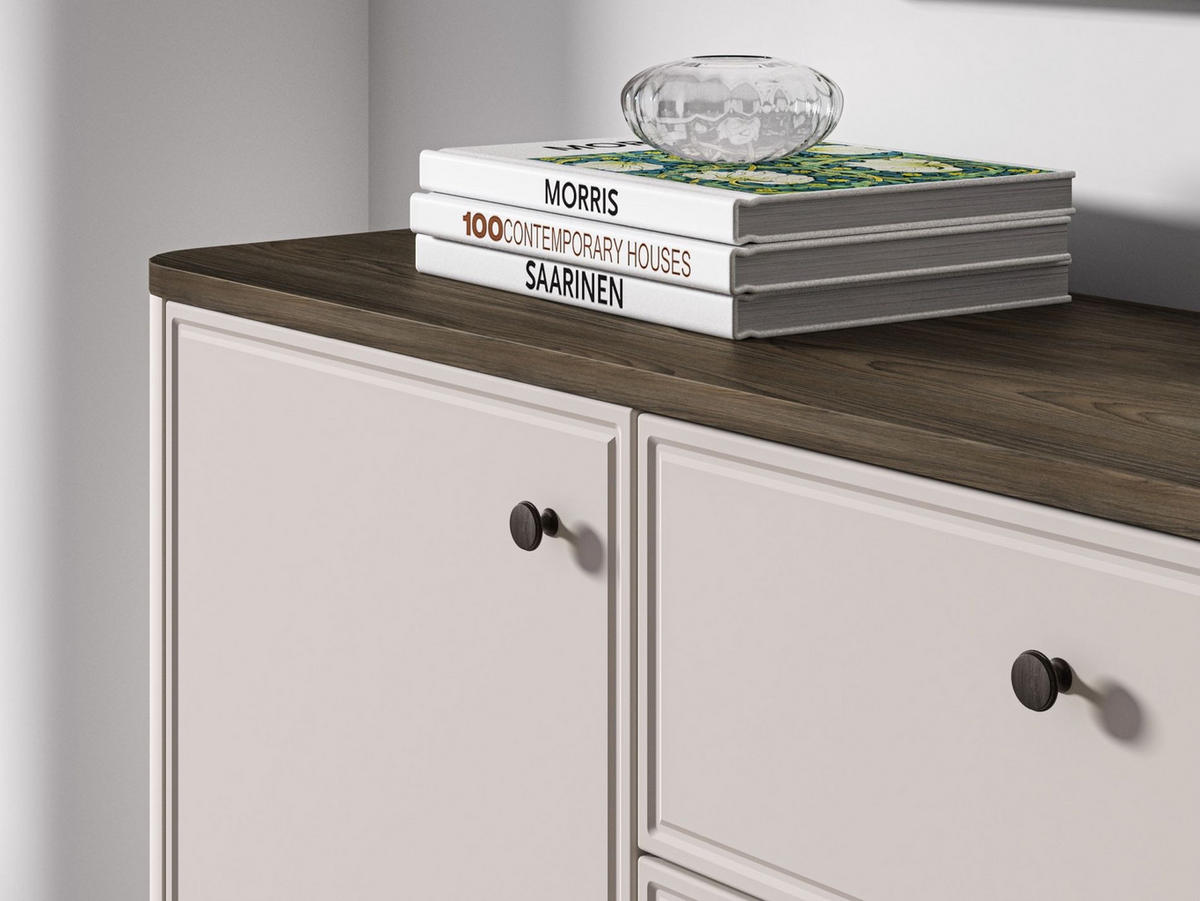 SIDEBOARD Vilavio Kaschmir/Eicheoptik Dunkel 180 cm - Taupe/Dunkelbraun, Holzwerkstoff/Metall (180/85/40cm) - Selsey