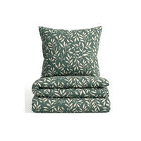 BETTWÄSCHE-GARNITUR Jersey Blätter schilf, 135x200 cm + 80x80 cm - Grün, Textil (135/200cm) - Castell
