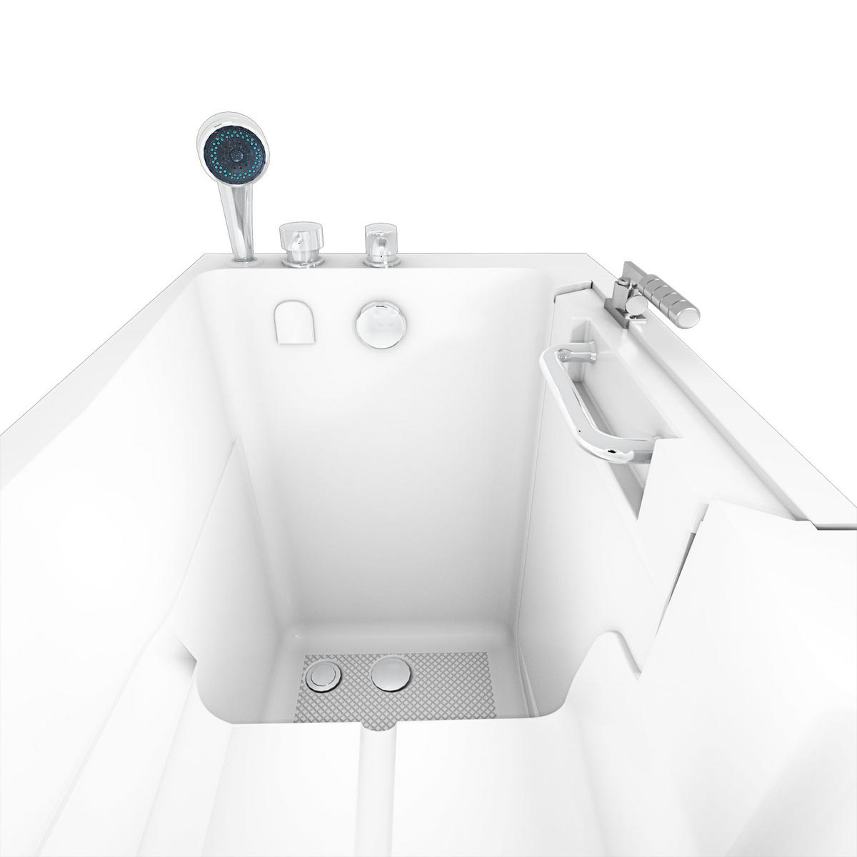 SENIORENWANNE S08-A-L Weiß - Weiß, Glas/Kunststoff (110/114/68cm) - AcquaVapore by Sandra Jentho