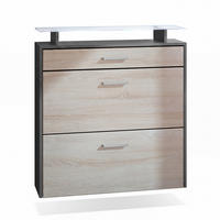 SCHUHSCHRANK Malea Fronten in Eiche sägerau - Eiche San Remo, Holzwerkstoff (89/96/23cm) - Vladon