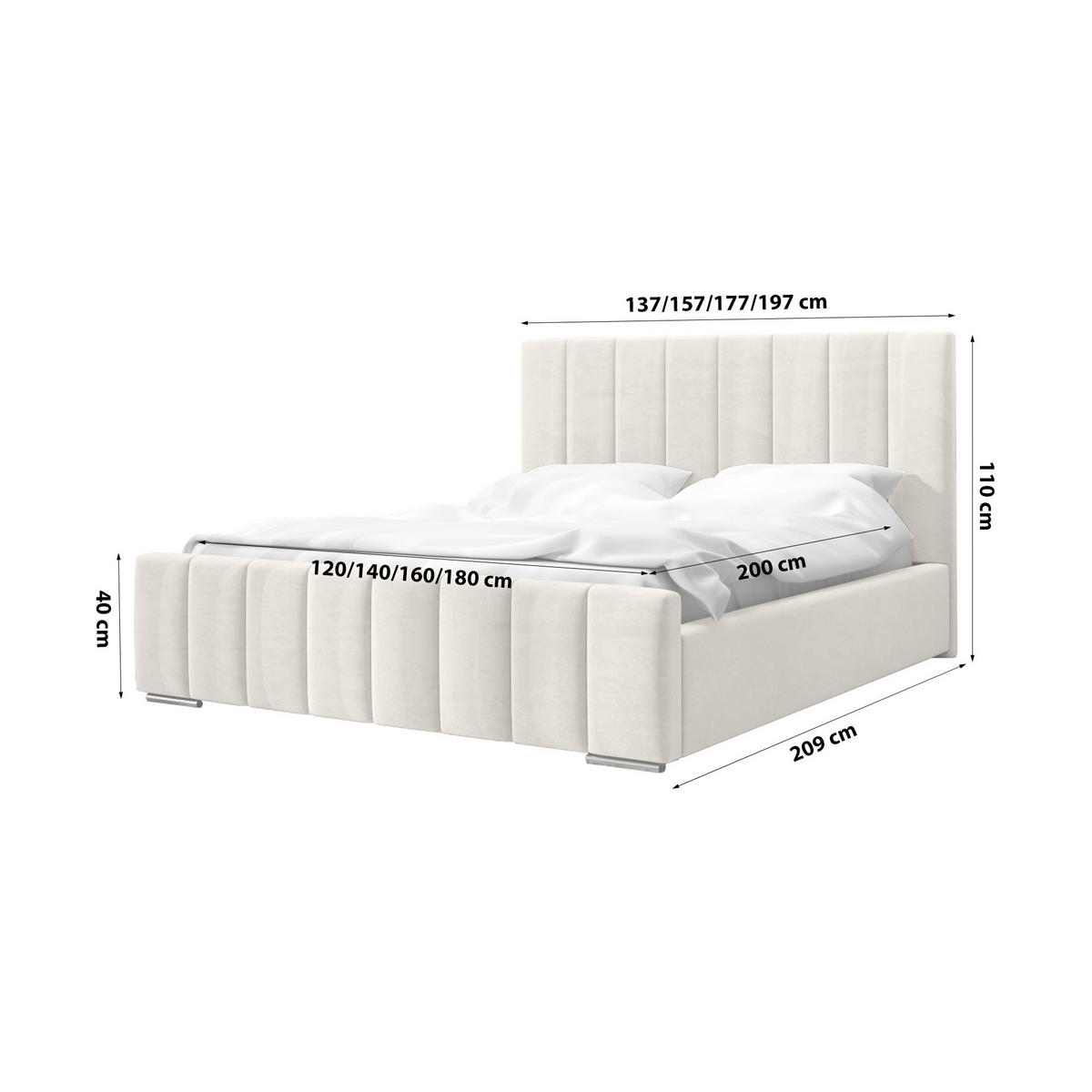 POLSTERBETT Doppelbett Gailes 120x200 cm Beige - Beige, Textil (120/200cm) - Fedve