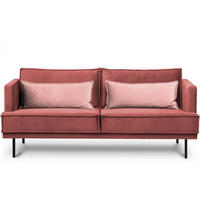 3-SITZER-SOFA GANZO 2 Kissen inklusive, Velours-Stoff, rosa - Pink/Schwarz, Textil/Metall (193/84/92cm) - KONSIMO®