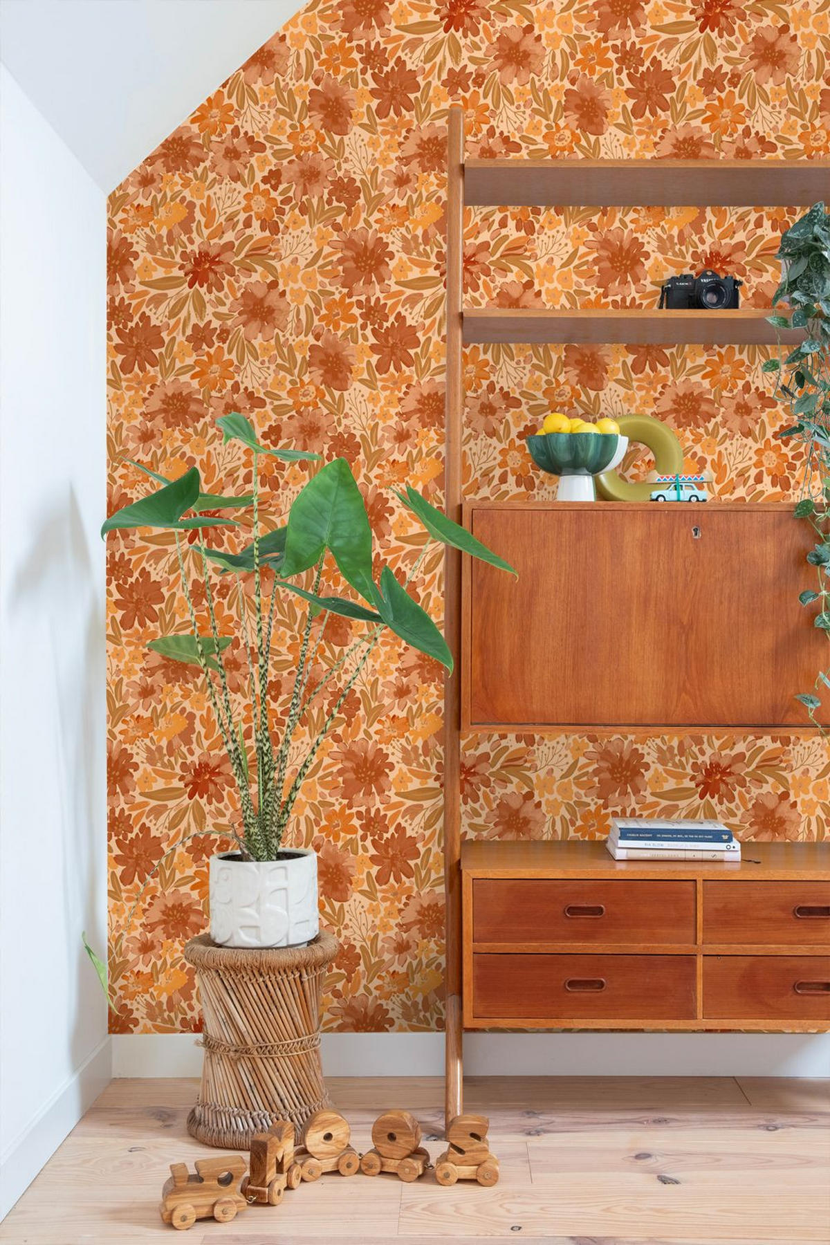 TAPETE Blumen 50 x 900 cm - Terracotta, Papier (50/900cm) - ESTAhome