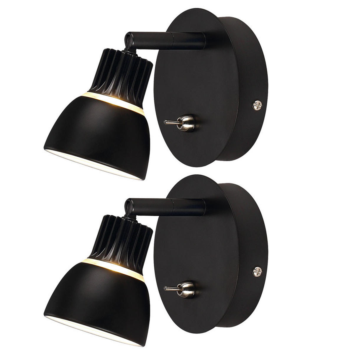 LED WANDLEUCHTE Metall Schwarz verstellbar RADIATE 2er Set - Schwarz, Metall (9/10/9cm)