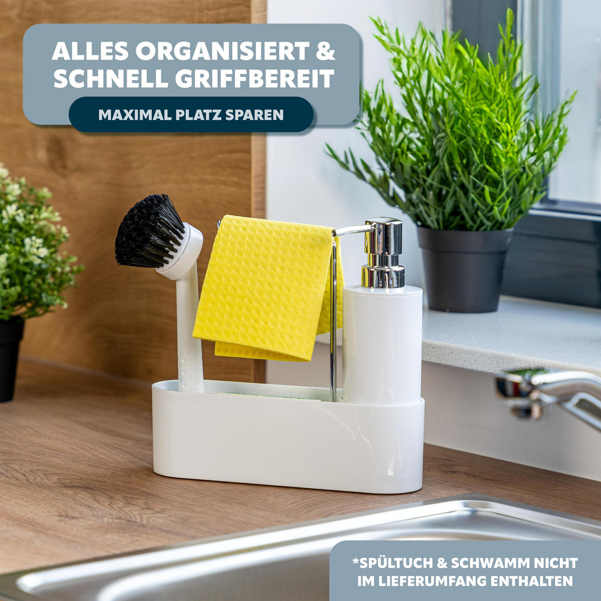 SPÜLBECKENORGANIZER, weiß - Weiß, Kunststoff (22/21/6.7cm) - bremermann