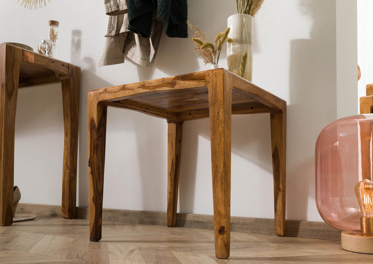 BEISTELLTISCH Sheesham 50x50x50 braun lackiert ANCONA #111 - Braun, Holz (50/50/50cm) - Massivmoebel24