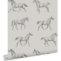 TAPETE Pferdenzeichnung 53 cm x 10.05 m - Beige, Papier (53/0.1cm) - ESTAhome