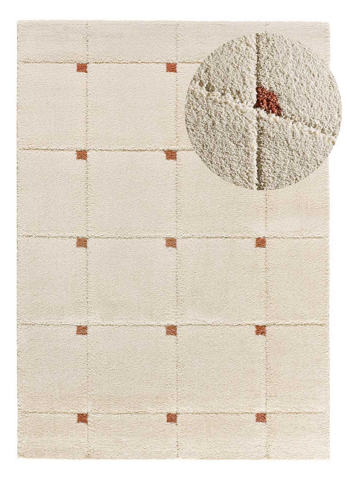 HOCHFLORTEPPICH beige und terrakotta Brenda 60/120 cm - Beige/Terracotta, Naturmaterialien/Textil (60/120cm) - Atticgo