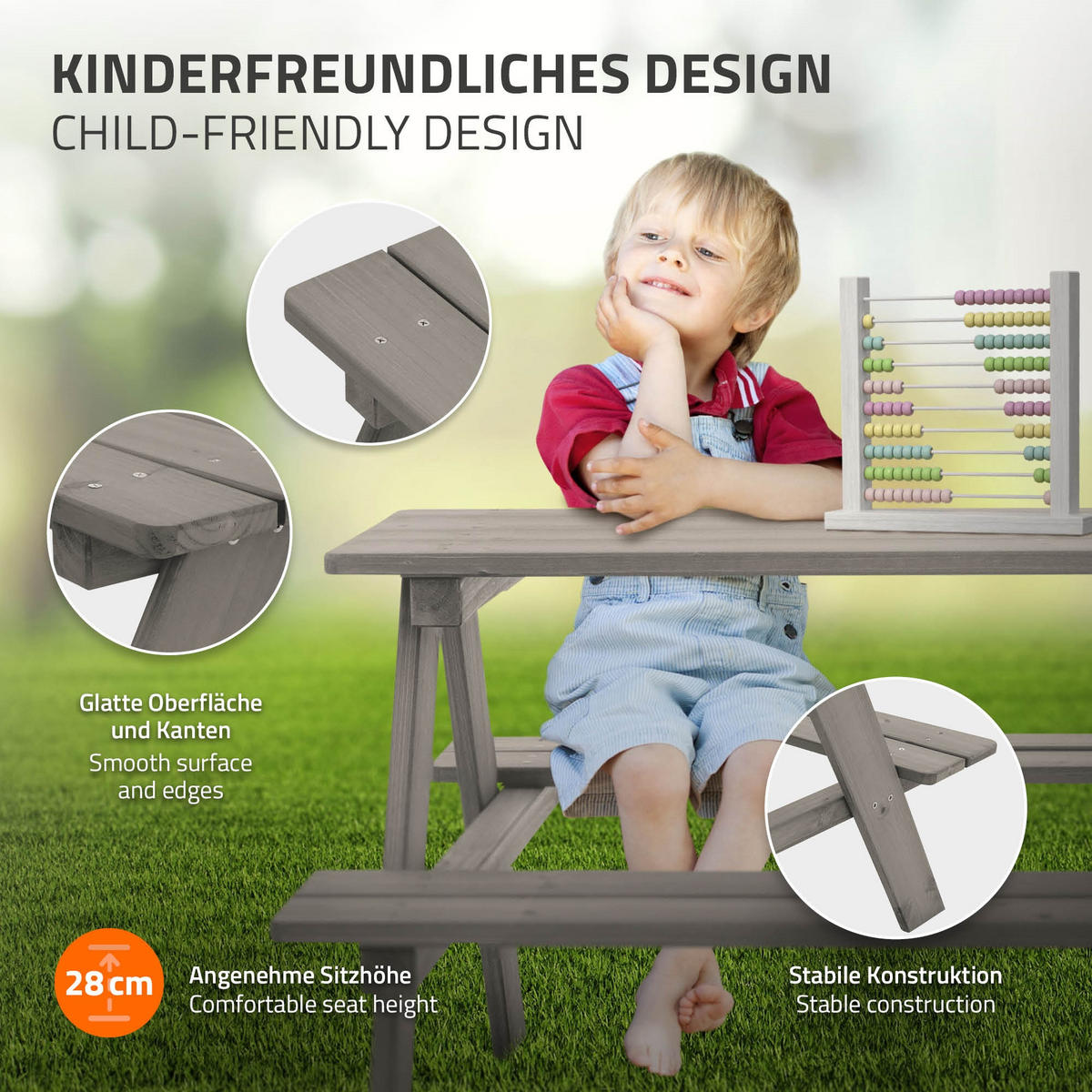 KINDERSITZGARNITUR Grau - Grau, Holz - ML-DESIGN
