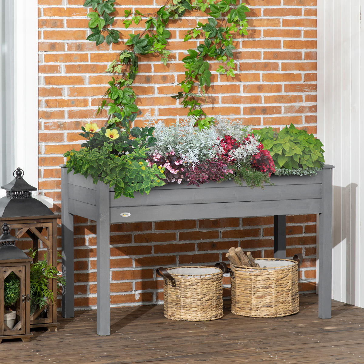 HOCHBEET, Beet mit Bewässerungseinsätzen und Drainagefilz, 123 x 57 x 76 cm, Tannenholz - Multicolor, Holzwerkstoff (122.5/76/56.5cm) - FORIOUS