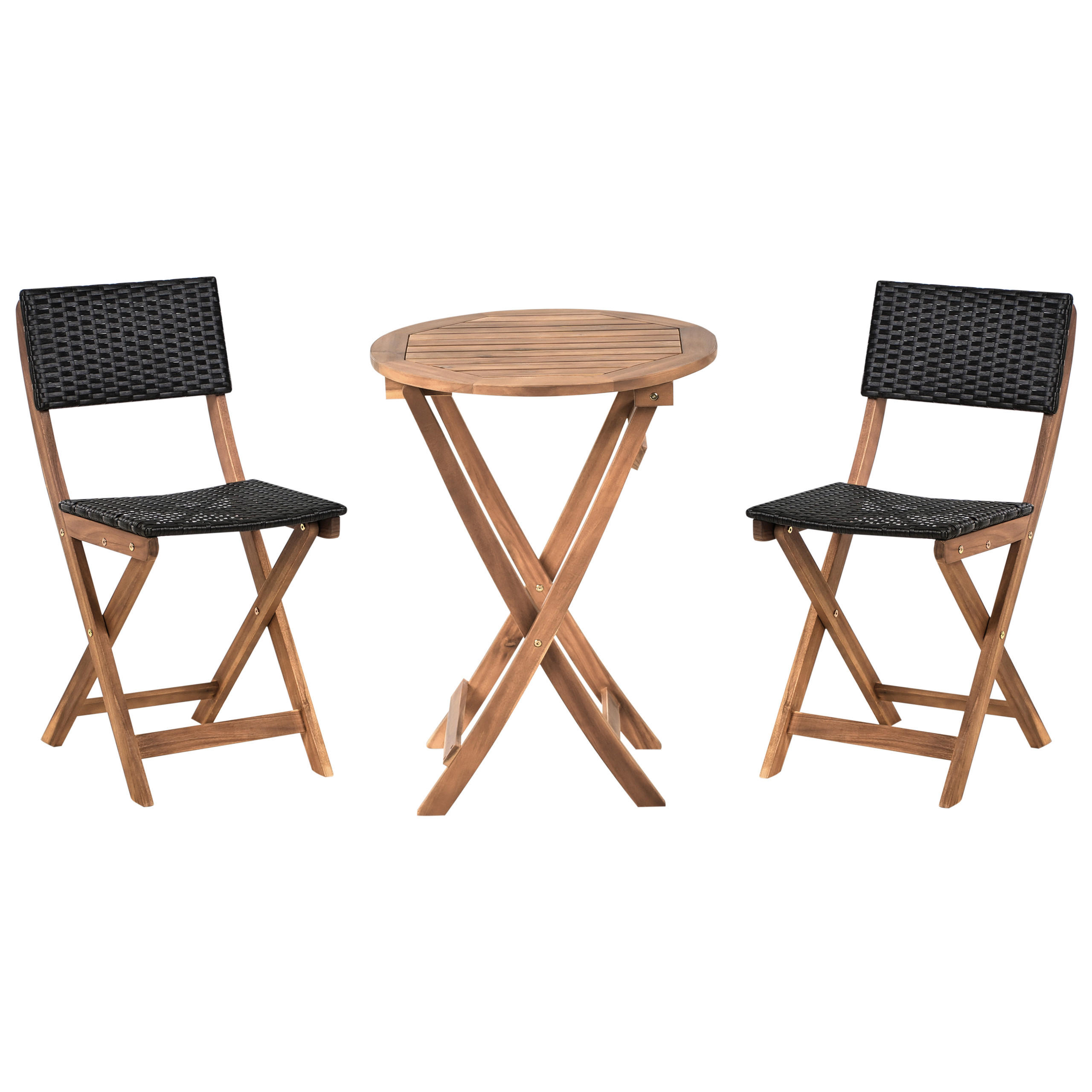 BISTRO-SET Akazienholz Braun/Schwarz Rivarotta - Braun, Holz - Beliani