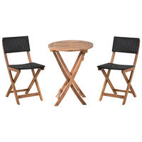BISTRO-SET Akazienholz Braun/Schwarz Rivarotta - Braun, Holz - Beliani