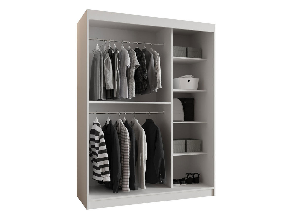 SCHWEBETÜRENSCHRANK Wika 150 cm - Kaschmir/Silberfarben, Holzwerkstoff/Kunststoff (150/200/62cm) - MIRJAN24