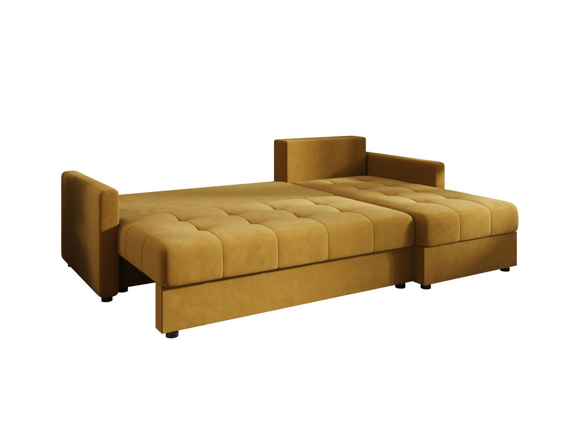 ECKSOFA MOS L BIS Itaka 33 Rechts mit Schlaffunktion - Currygelb, Textil (220/143cm) - Bedante