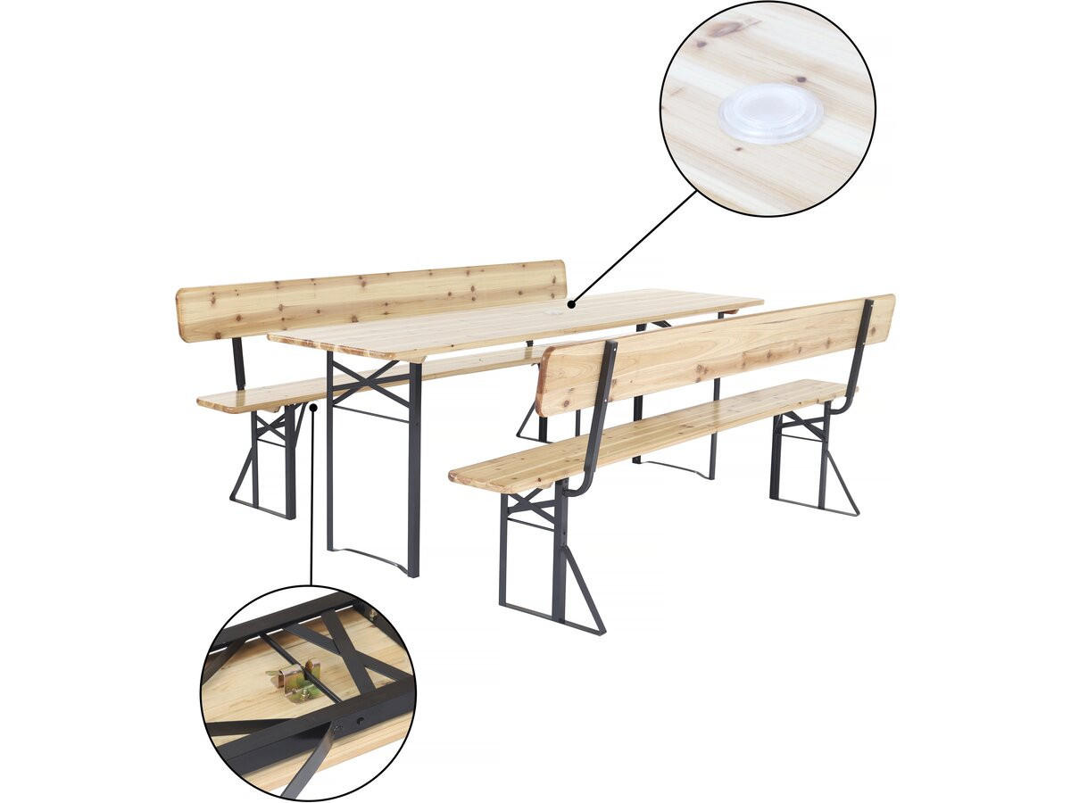 BIERTISCHGARNITUR Lisbonne 220 mit Rückenlehne Braun - Braun, Holz/Metall - Habitat Garten