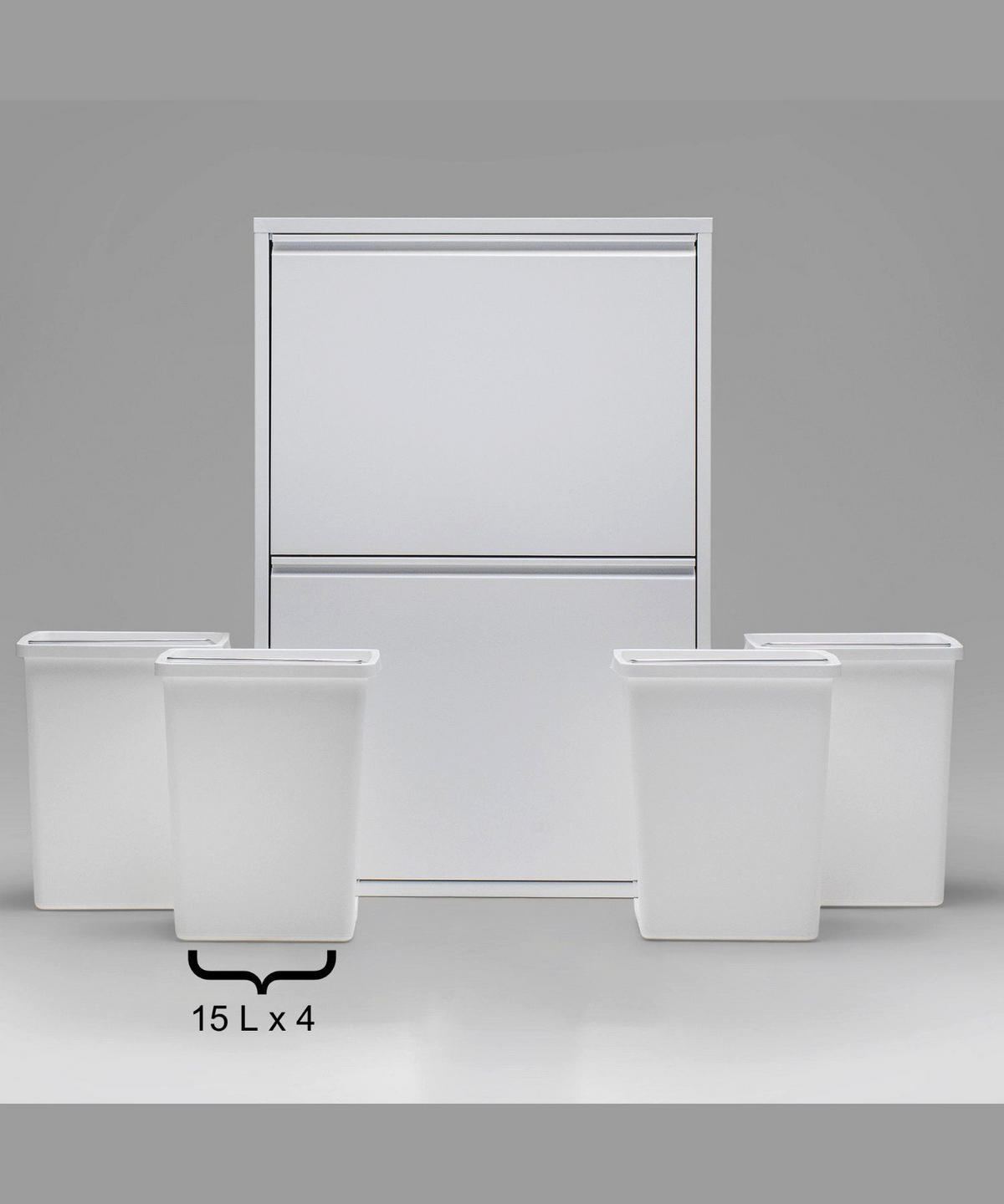 MÜLLEIMER 4 Fach Weiß Mülltrennsystem aus Metall - Weiß, Metall (62/92/25cm) - Gowoll