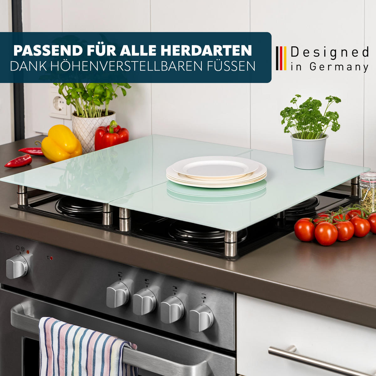 HERDABDECKPLATTE, weiß - Weiß, Glas (30/6/52cm) - bremermann