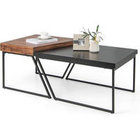 SATZTISCH Schwarz (2er-Set) - Schwarz, Holz (120/60/46cm) - COSTWAY