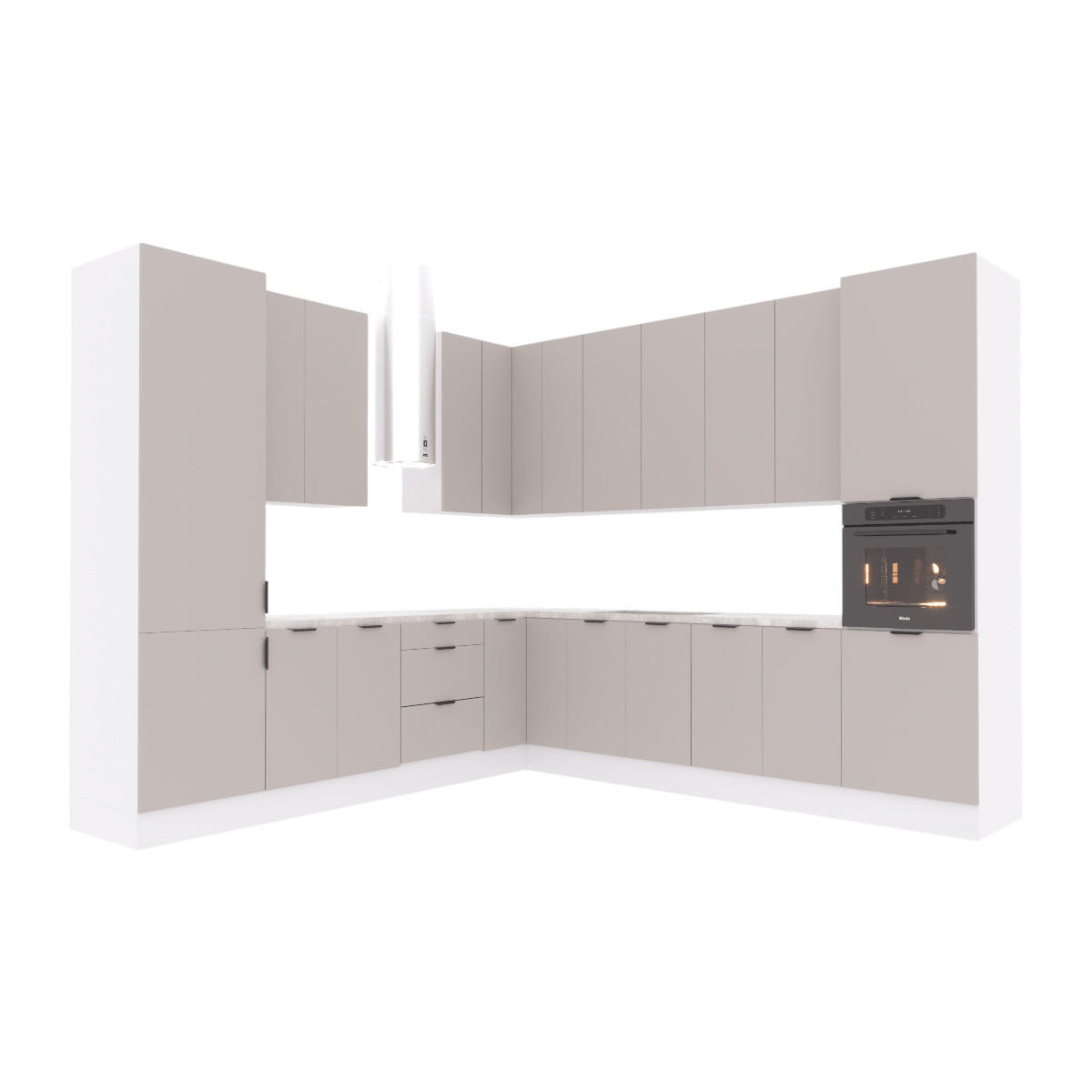 WINKELKÜCHE - 310 x 290 cm Livaro – KU-S35 – Beige Matt / Weiß - Beige/Weiß, Holzwerkstoff (310/247/290cm) - hi-markt