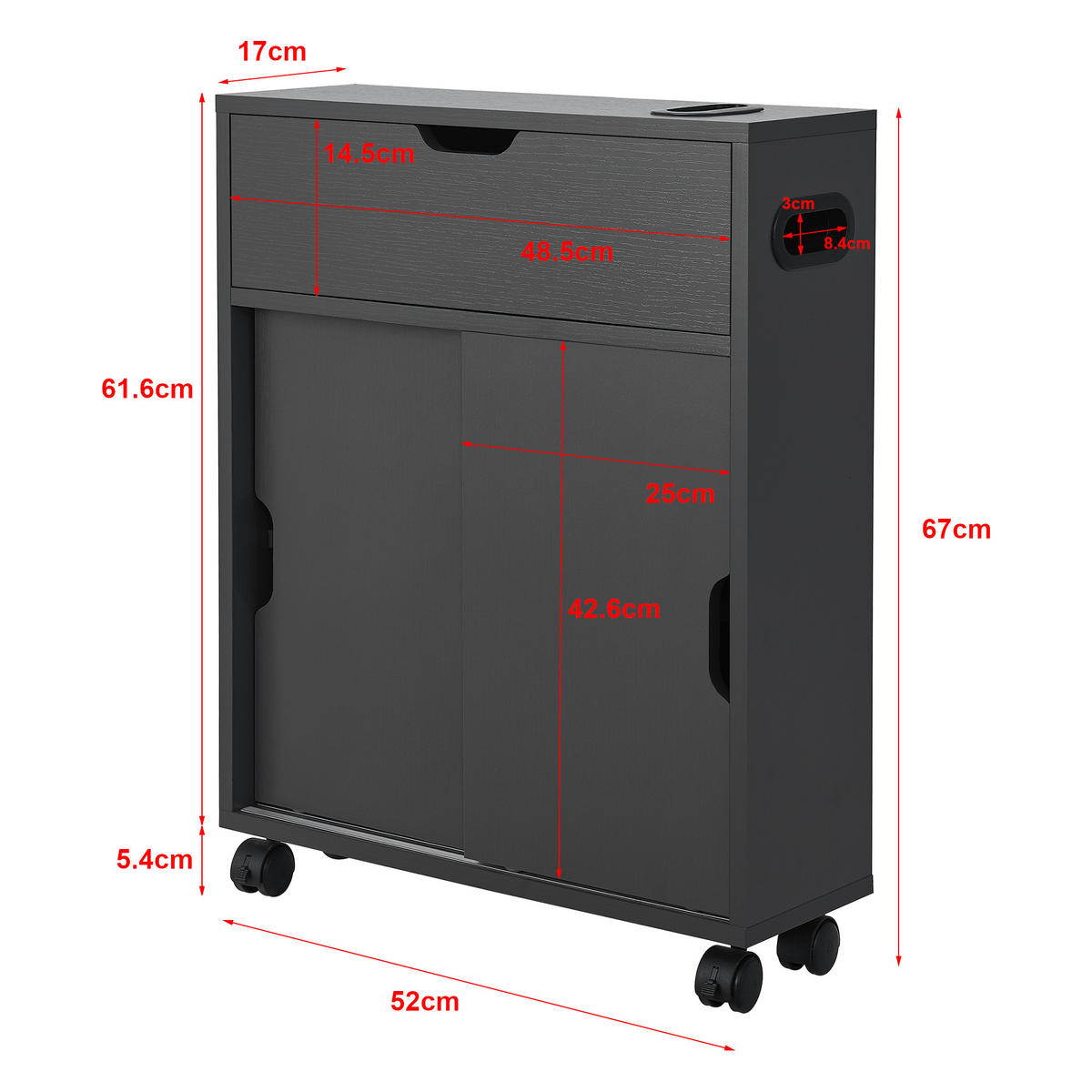 SEITENSCHRANK Kempele - Dunkelgrau, Holzwerkstoff (52/67/17cm) - [en.casa]