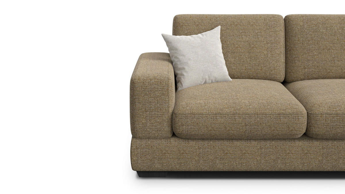 SOFA OTTO 3-Sitzer, taupe - Taupe/Schwarz, Holz/Textil (201/89/98cm) - Courtois Laville