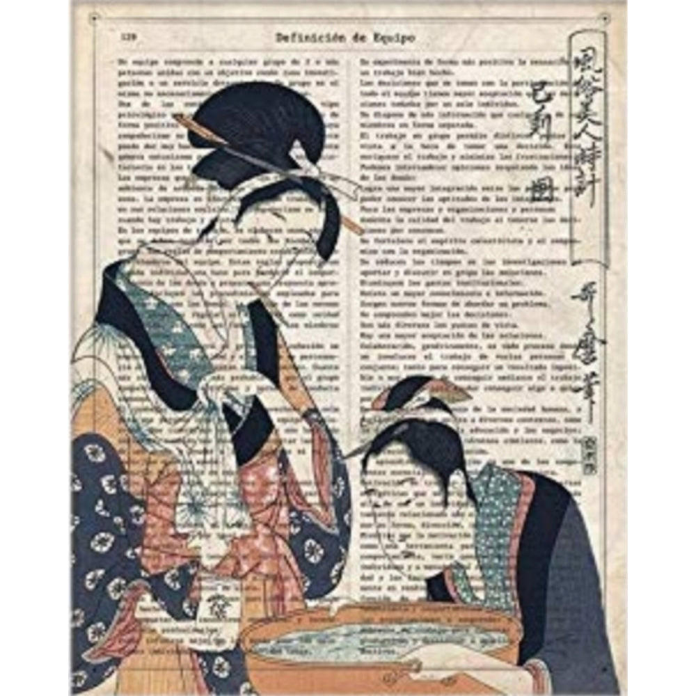 POSTER Von Geisha, Die Das Badezimmer Vorbereiten A4 Schwarzer Rahmen - Schwarz, Papier (29.7/5/21cm) - Nacnic