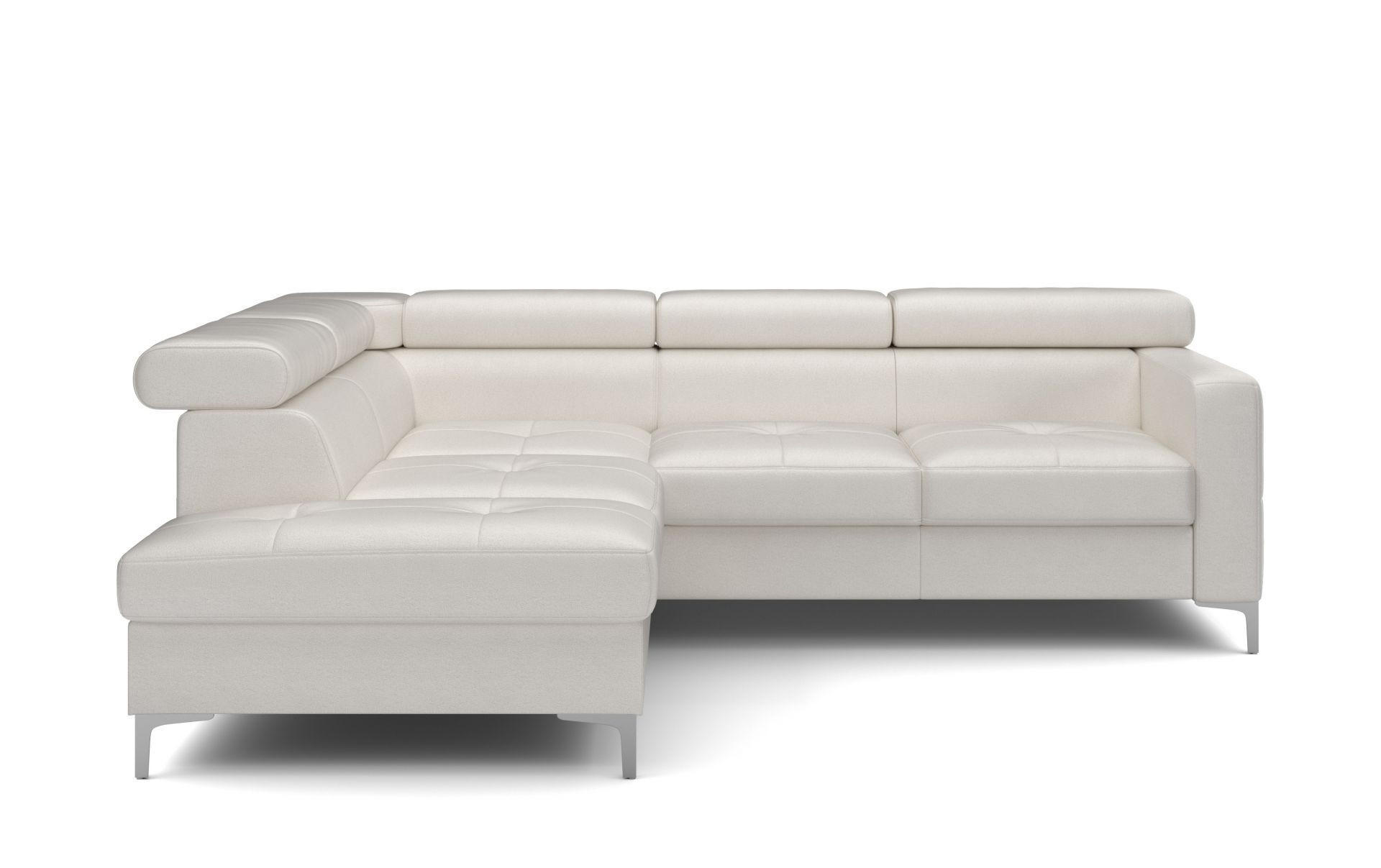 ECKSCHLAFSOFA aus Echtleder mit Schlaffunktion und Bettkasten - Chromfarben/Eiche Bianco, Leder/Holz (242/207cm) - Cotta