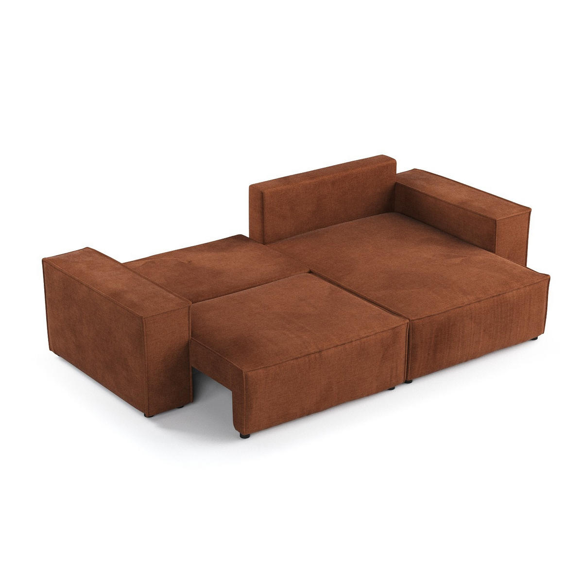ECKSOFA CAVO mit Schlaffunktion Kupfer im Wind Stoff - Schwarz/Kupferfarben, Holz/Holzwerkstoff (255/148cm) - AltaBeds