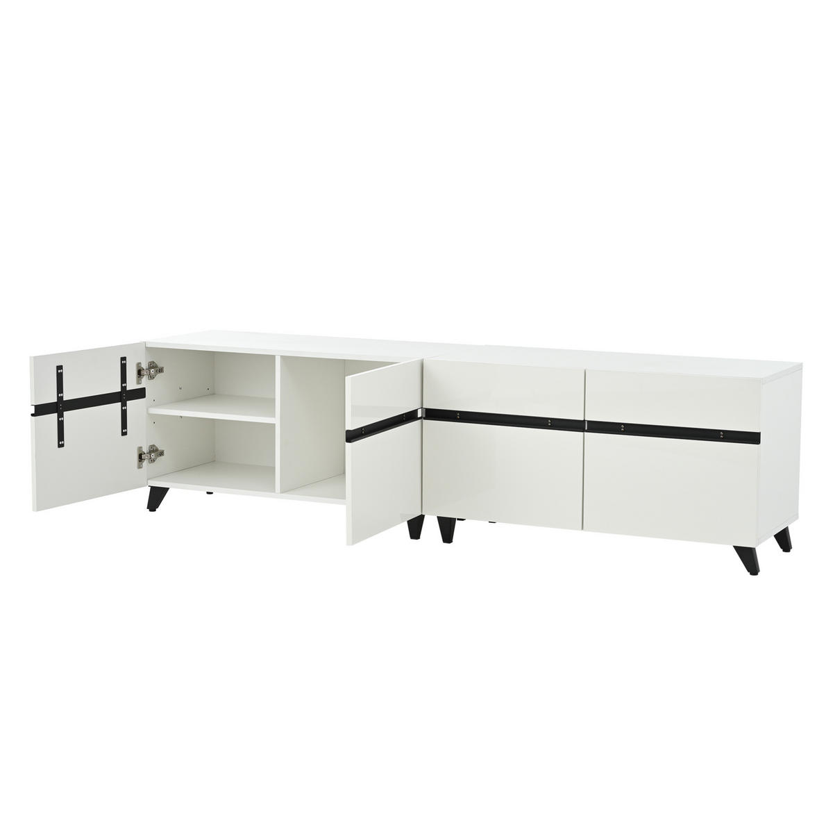 TV-ELEMENT mit 4 Schränken 180 x 40 x 49 cm MDF Weiß - Weiß, Holzwerkstoff (40/49/180cm) - Beauniv