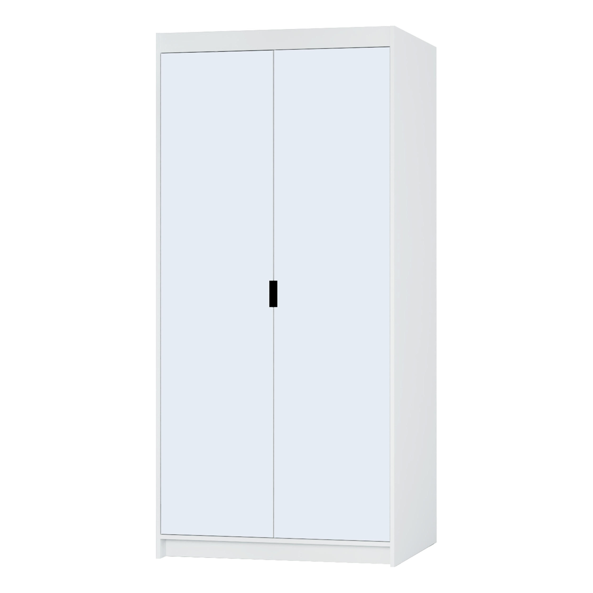KLEIDERSCHRANK Storicos Weiß 89,7/190,5/53 cm - 2T Modern mit Spiegel - Weiß, Holzwerkstoff/Kunststoff (89.7/190.5/53cm) - AX Living