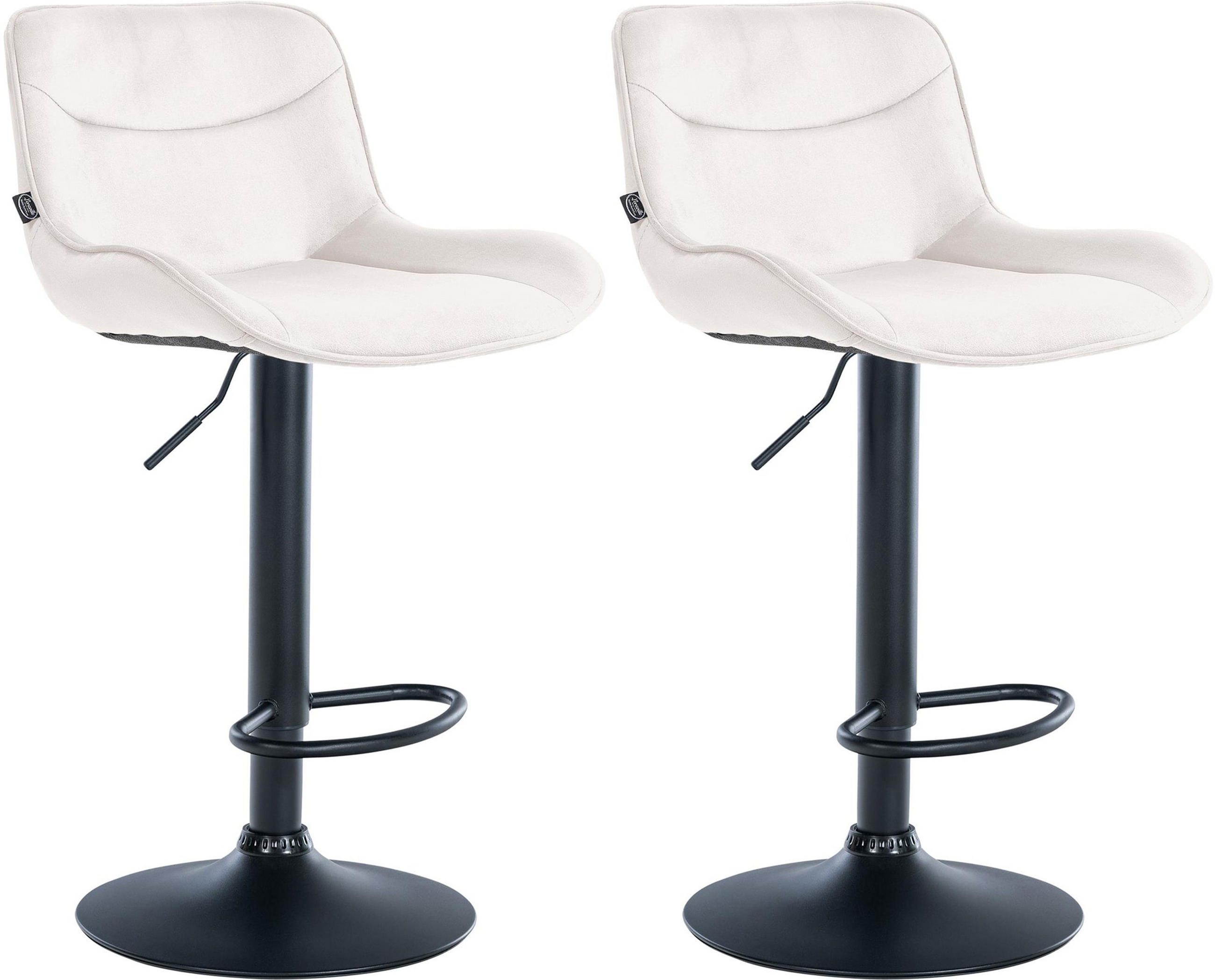 BARHOCKER 2er Set Vulcano Samt schwarz creme - Schwarz/Naturfarben, Textil/Metall (49/106/51cm) - TPFLiving