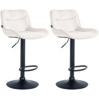 BARHOCKER 2er Set Vulcano Samt schwarz creme - Schwarz/Naturfarben, Textil/Metall (49/106/51cm) - TPFLiving