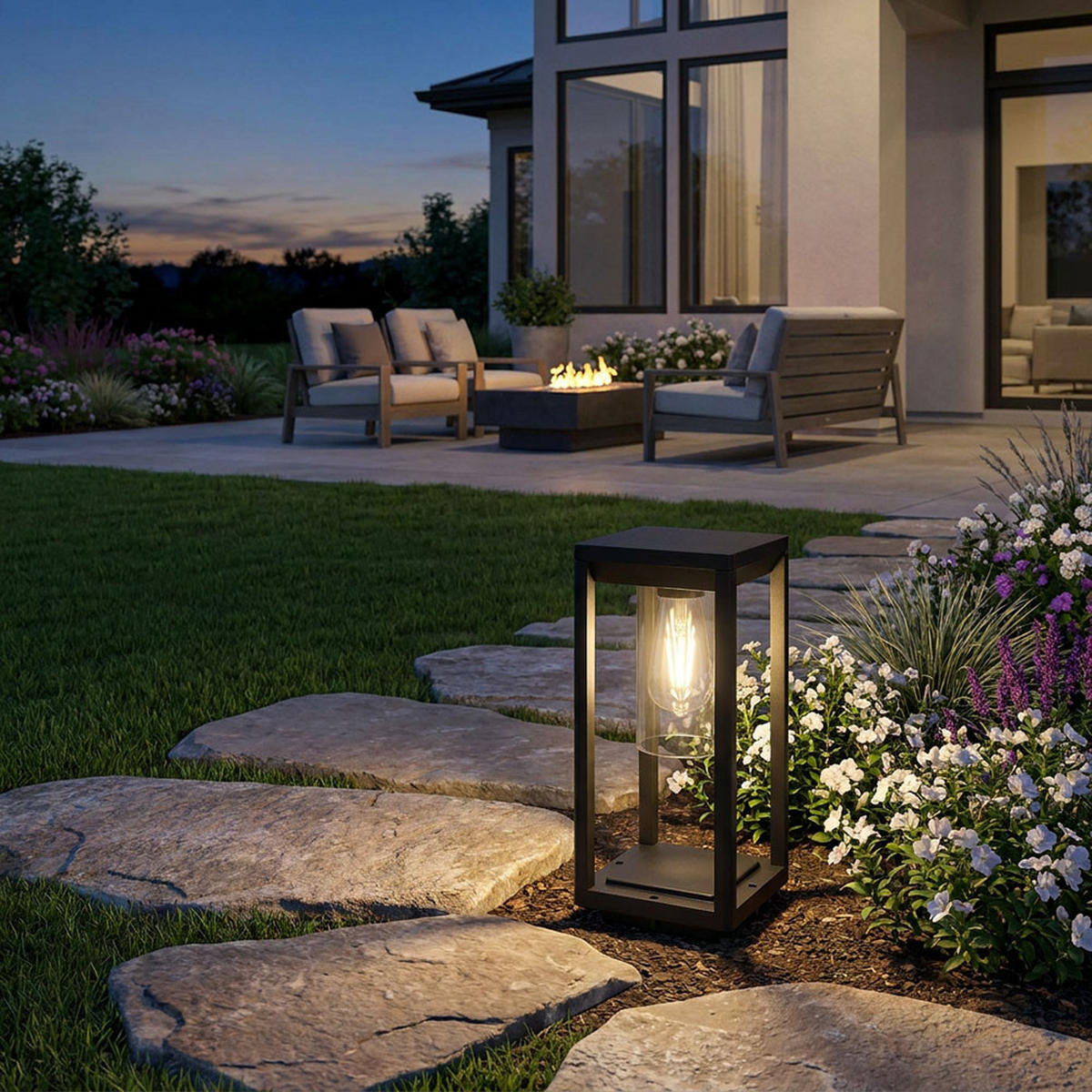 WEGELEUCHTE CANDELA Alu Schwarz - Schwarz, Kunststoff (15/15/35cm) - Globo Lighting