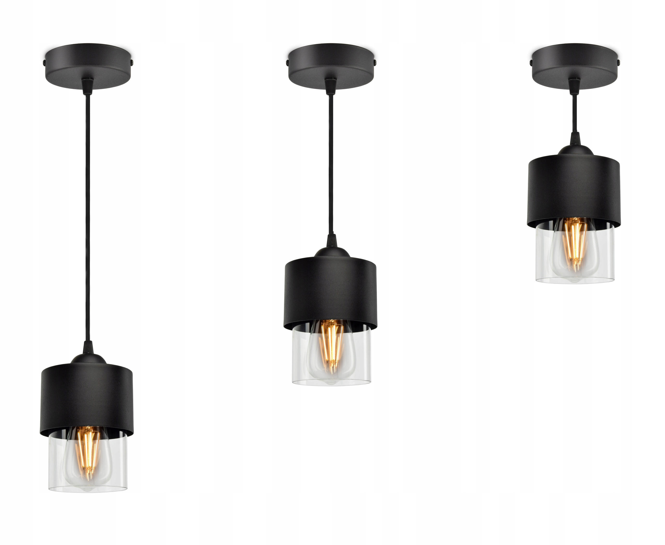 PENDELLEUCHTE Hege - Transparent/Schwarz, Glas/Metall (12/12/70cm) - kiki design